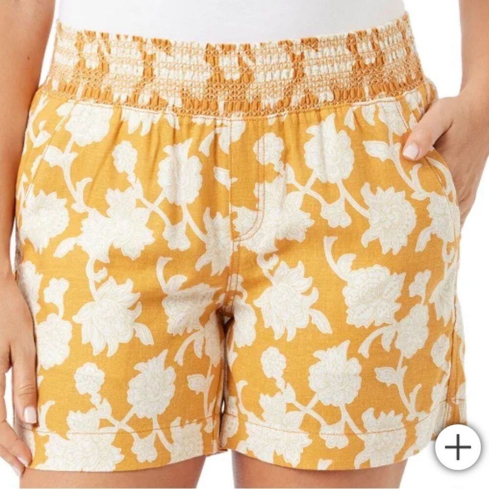 Briggs Ladies' Linen Blend Pull On Boho Floral Shorts XL